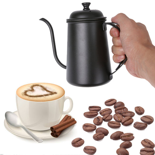 Stainless steel 650ml Coffee Tea Pot mounting bracket hand punch pot drip gooseneck spout Long Mouth kettle Teapot Black