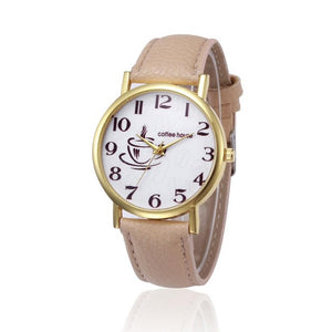 2017 New Fashio PU Leather Women Watches Coffee House Letter Pattern Casual Women's Quartz Watch Female Relogio Feminino &03