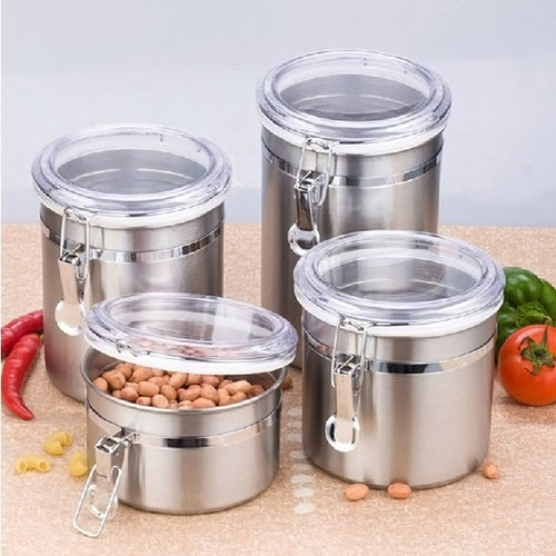 Kitchen Stainless Steel Airtight Sealed Canister Coffee Flour Sugar Tea Container Holder 2017ing