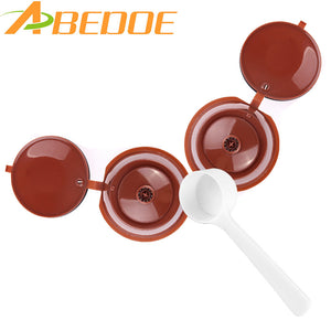 ABEDOE 2Pcs Refillable Dolce Gusto Coffee Capsules Reusable Coffee Filter  Dolce Gusto  With 1Pcs Coffee Spoon