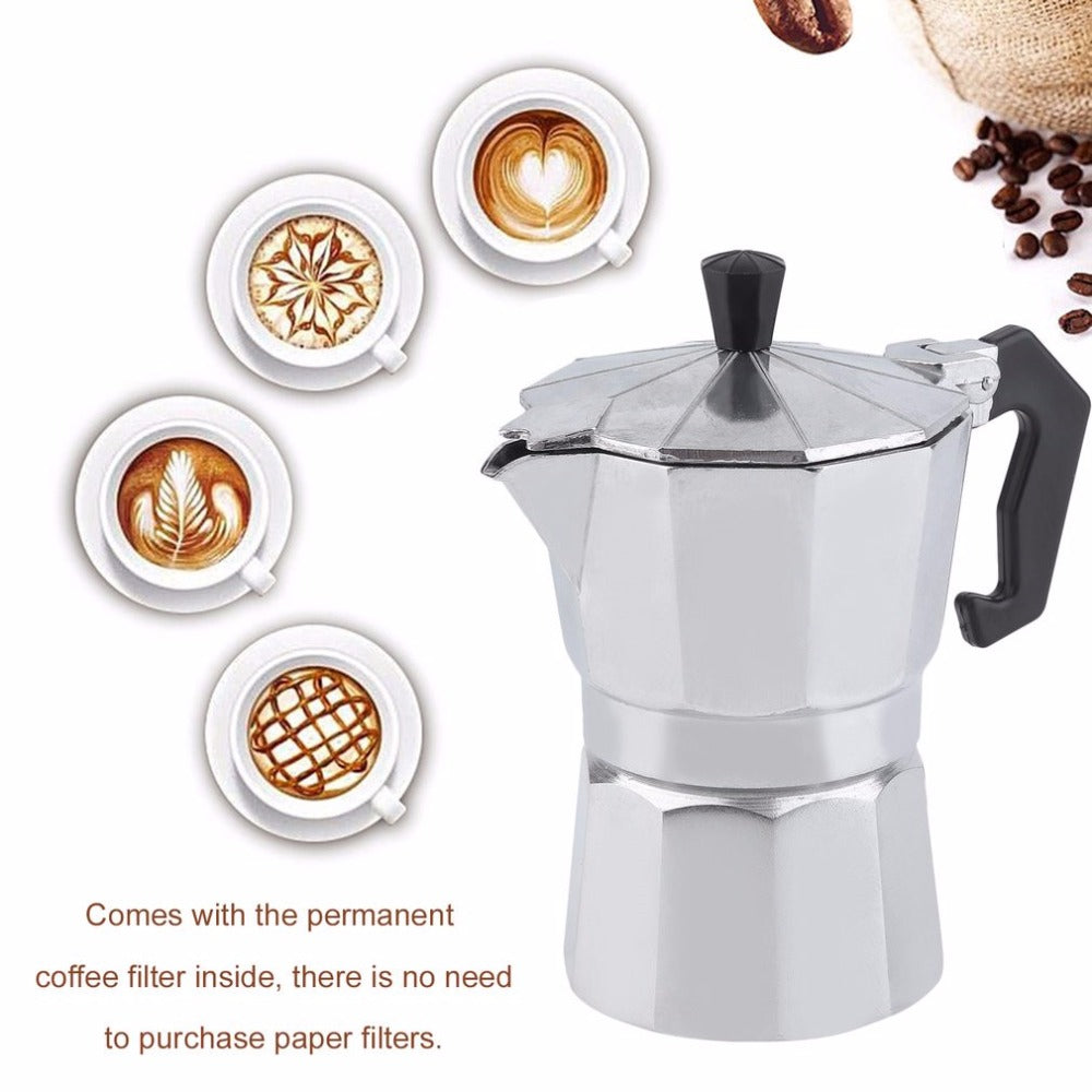 PREUP 3cup/6cup/9cup/12cup Aluminum Espresso Percolator Coffee Stovetop Maker Mocha Pot Coffee Maker Coffee Machine Expresso