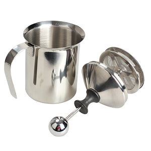 Stainless Steel Milk Jugs Pump Milk Frother Creamer Foam Cappuccino 400ML Coffee Double Mesh Froth Screen Kitchen Tools